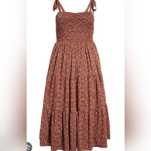 Madewell Small Lucie Dress Red Brown Floral